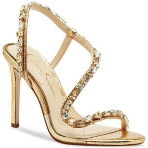 Jessica Simpson Embellished Slingback Stiletto Sandals Jaycin Size US 9M Gold